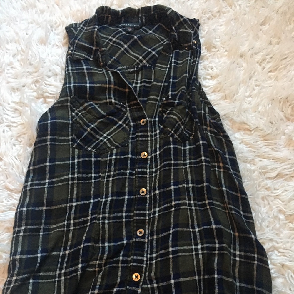 Plaid collard tank